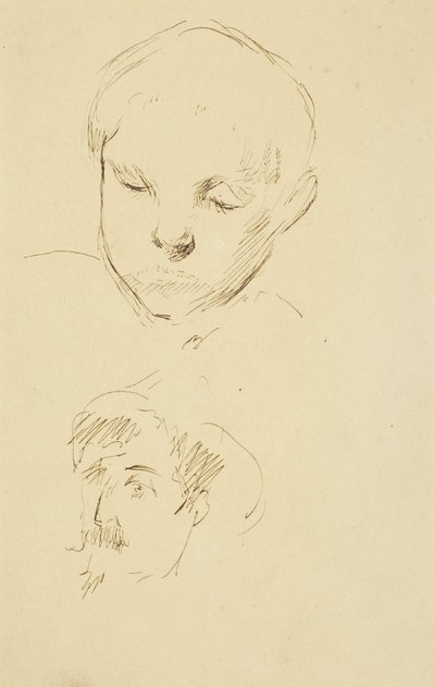 Perfil de un niño y autorretrato (anverso) de Paul Gauguin
