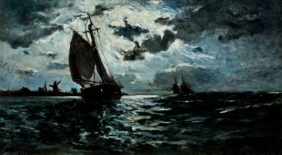 Barco de vela a la luz de la luna de Paul Gauguin