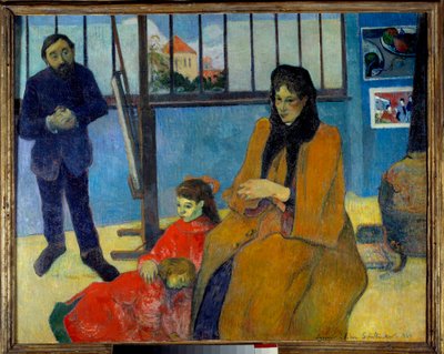 El taller de Schuffenecker o la familia Schuffenecker. Retrato de Emile Schuffenecker, su esposa Louise Lancon y sus hijos Jeanne y Paul de Paul Gauguin