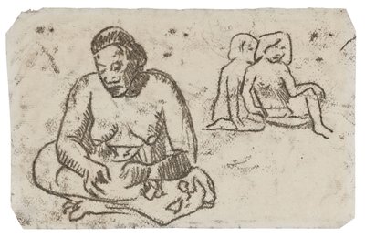 Mujer sentada (en relación con el cuadro Hermana de la Caridad), c.1902 (dibujo en tinta negra sobre papel marfil) de Paul Gauguin