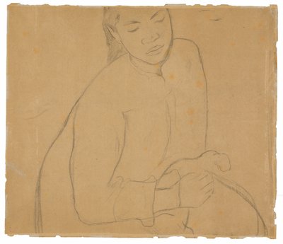 Mujer tahitiana sentada (relacionada con la pintura Te faaturuma [Reverie]) de Paul Gauguin