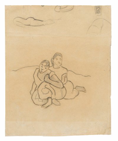 Mujeres tahitianas sentadas (relacionado con la pintura Nafea faa ipoipo [¿Cuándo te casarás?]) y otros bocetos de Paul Gauguin