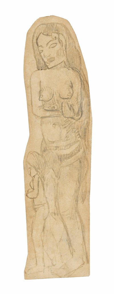 Boceto de mujer maorí y niño de Paul Gauguin