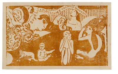 Soyez amoureuses, vous serez heureuses (Amad y seréis felices), de la Suite de grabados tardíos en bloques de madera de Paul Gauguin