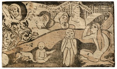Ama y serás feliz, de la Suite de Grabados en Madera Tardíos de Paul Gauguin