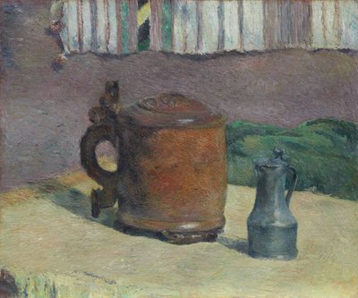 Naturaleza muerta: jarra de madera y jarra de metal de Paul Gauguin