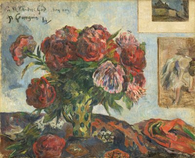Naturaleza muerta con peonías de Paul Gauguin