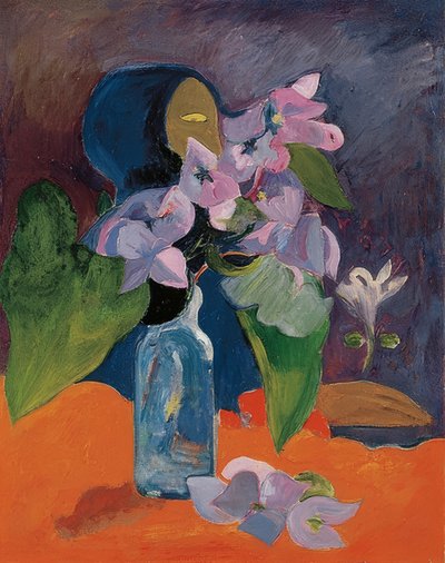 Naturaleza muerta con flores e ídolo. Alrededor de 1892 de Paul Gauguin