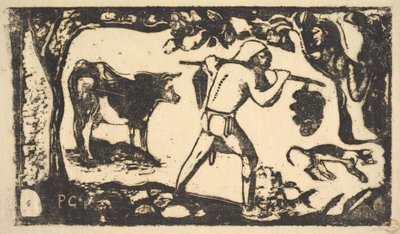 Tahitiano llevando plátanos, 1898-99 de Paul Gauguin