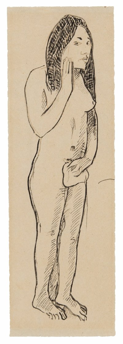 Eva tahitiana (relacionado con la pintura Parau ne te varua ino) (recto); Fragmento de inscripción (relacionado con Cahier pour Aline) (verso) de Paul Gauguin