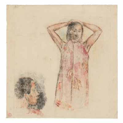 Chica tahitiana con pareo rosa de Paul Gauguin