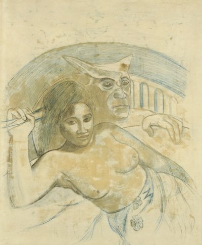 Mujer tahitiana con espíritu maligno de Paul Gauguin