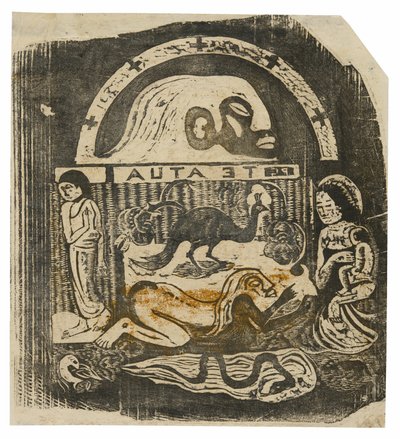 Te atua (El Dios), de la serie de grabados en madera tardíos de Paul Gauguin