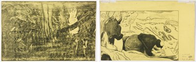 El diablo habla (Mahna No Varua Ino) (anverso); Mujeres lavando ropa (verso) de Paul Gauguin