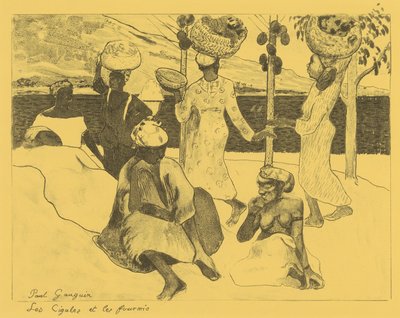 Los saltamontes y las hormigas: Un recuerdo de Martinica, de la Suite Volpini: Dessins l..., 1889 de Paul Gauguin