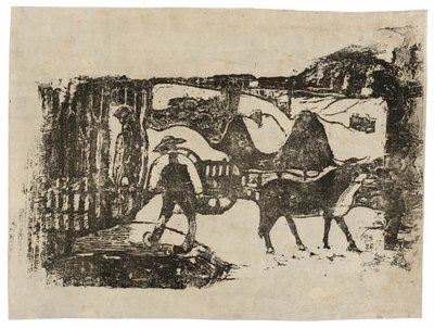 El Carro de Bueyes, de la Suite de Grabados en Madera Tardíos de Paul Gauguin
