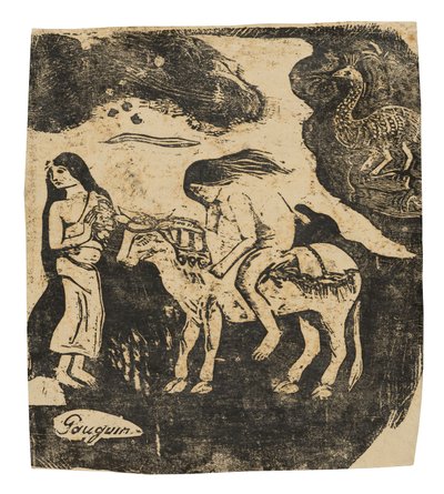 El rapto de Europa, de la serie de xilografías tardías de Paul Gauguin