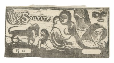 Tres Personas, una Máscara, un Zorro y un Pájaro, cabecera para Le sourire de Paul Gauguin