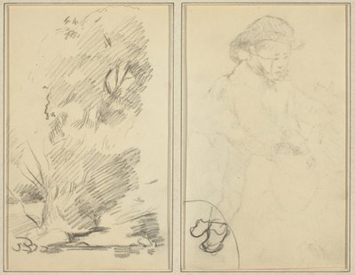 Árboles; boceto de un niño bretón (reverso) de Paul Gauguin
