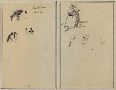 Dos Vacas; Una Mujer Bretona Sentada (verso) de Paul Gauguin