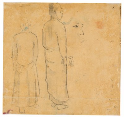 Dos figuras (relacionado con el cuadro Paisaje tahitiano) de Paul Gauguin