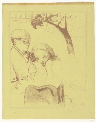 Una mujer triste se sienta con un hombre
El sufrimiento humano
Miseria humana de Paul Gauguin