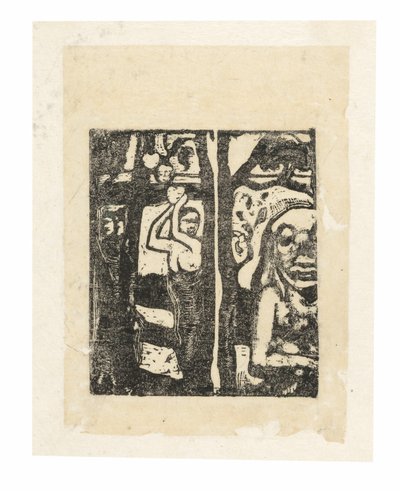 Mujer recogiendo fruta y Oviri de Paul Gauguin