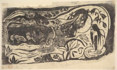 Xilografía con una Cabeza Cornuda, 1898-99 de Paul Gauguin