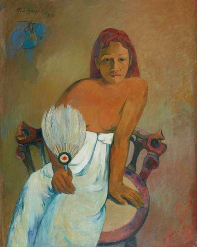 Joven con abanico de Paul Gauguin