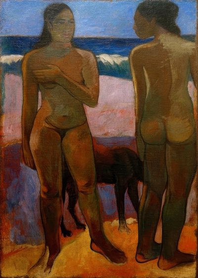 Dos tahitianas en la playa de Paul Gauguin