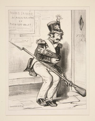 Achille Coqueron, cazador voluntario de la 2da, sueña que de Paul Gavarni