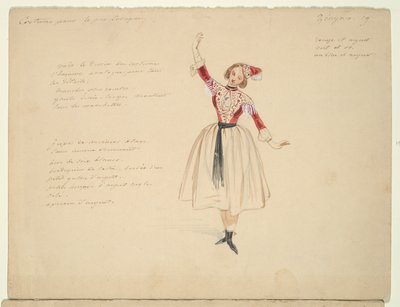 Estudio de vestuario para mujer gitana en de Paul Gavarni