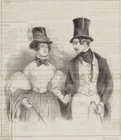«Trajes de mañana» de la serie «Revue Fashionable» de Paul Gavarni