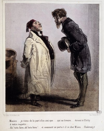 Deudor y acreedor, Caricatura de Gavarni, c. 1840 de Paul Gavarni
