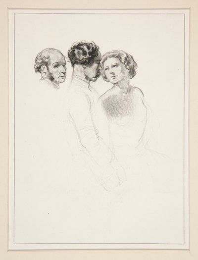 estudio de figura; Grupo de tres figuras de Paul Gavarni