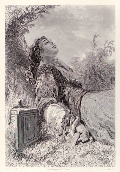Gulliver y Glumdalclitch, de la edición francesa de Los viajes de Gulliver de Jonathan Swift de Paul Gavarni
