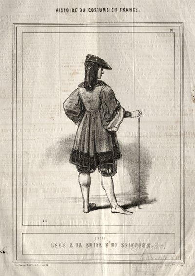 Historia del Traje en Francia: Gente al servicio de un señor de Paul Gavarni