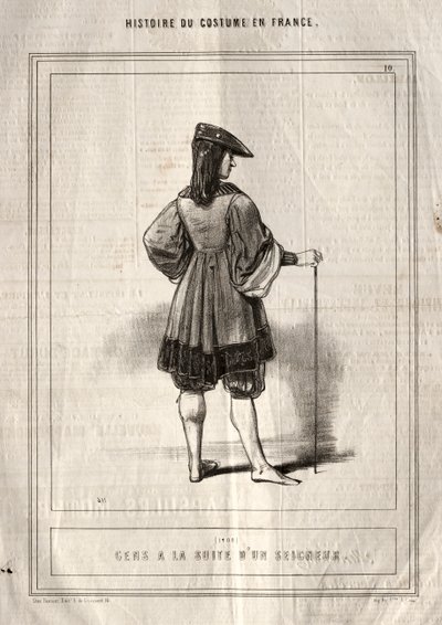 Historia del Traje en Francia: Gente al servicio de un señor de Paul Gavarni