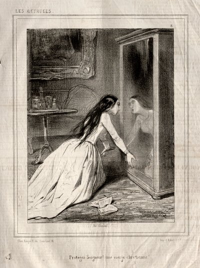 Les Actrices: Protegez Seigneur! un vierge chrétienne, 1843 de Paul Gavarni