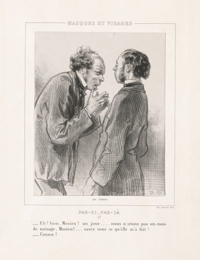 Masques et Visages: Par-ci, Par-la, 1850s de Paul Gavarni
