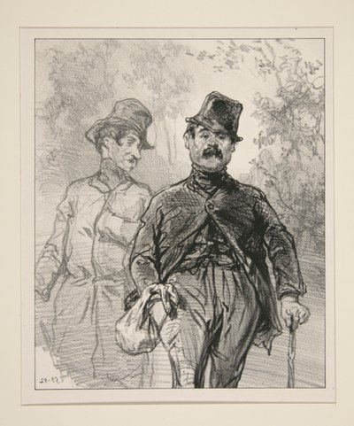 Señores oficiales del regimiento en guarnición en el bosque de Bondy. de Paul Gavarni