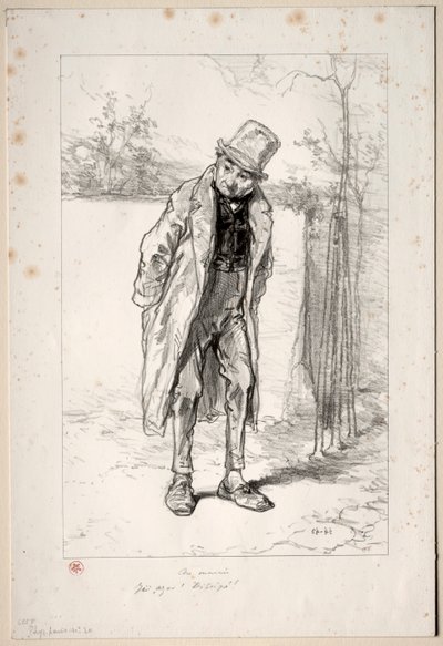 Physionomies Parisiennes: Au Marais. Ici, Azor! ici!, 1857-58 de Paul Gavarni