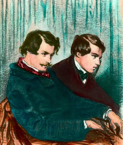 Retrato de Edmond Goncourt (1822-1896) y Jules Goncourt (1830-1870) hermanos escritores de Paul Gavarni