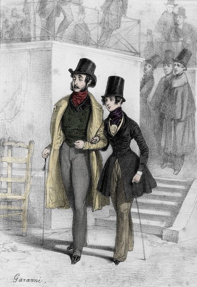 Retrato de la escritora George Sand, Aurore Dupin, baronesa Dudevant, estudiante en París, vestida de chico. Dibujo de Paul Gavarni de Paul Gavarni