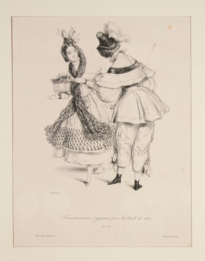 TRAVESTISSEMENS (sic) ORIGINALES para los bailes de 1834. Nos. 3 y 4. de Paul Gavarni