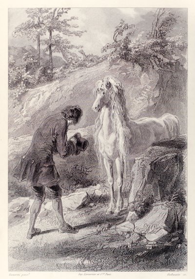 El caballo se detuvo y me miró, de la edición francesa de Los viajes de Gulliver de Jonathan Swift de Paul Gavarni