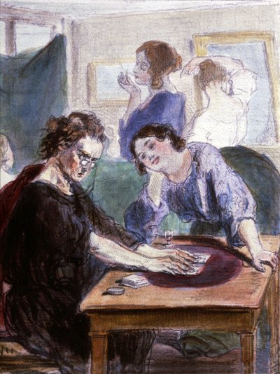 Las viejas lorettes, adivinas en París, mediados del siglo XIX (litografía) de Paul Gavarni