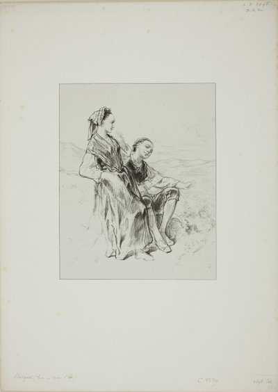 Sin título (Dos chicas vascas) de Paul Gavarni