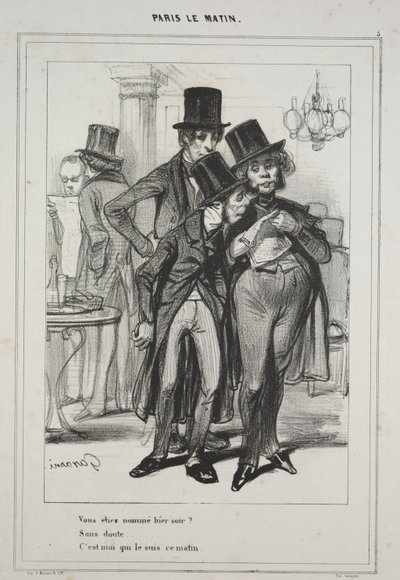 "Vous étiez nommé hier soir?...," from the series Paris Le Matin de Paul Gavarni
