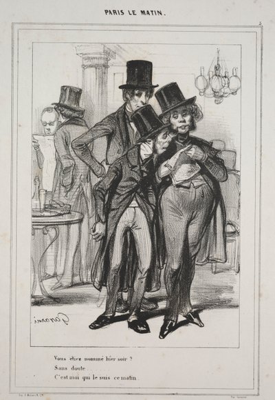 "Vous étiez nommé hier soir?...," from the series Paris Le Matin de Paul Gavarni